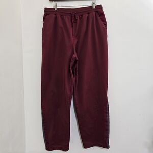 y2k ADIDAS size Large Track Warm Up Activewear Pants Zip Hem Burgundy